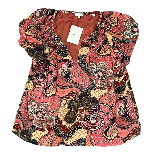 ALC Frank NWT A.L.C. June Top Size 10 Blouse Rosewine Midnight Paisley 100% Silk