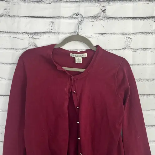 Y2K Melrose Chic Burgundy Button Front Knit Cardigan Women’s Medium Long Sleeve Red