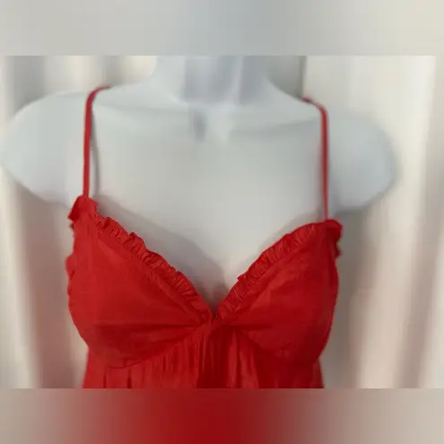 Source Unknown El Expensive Red Ruffle Hem Slip Dress/ Flowy Summer Dress (1095)