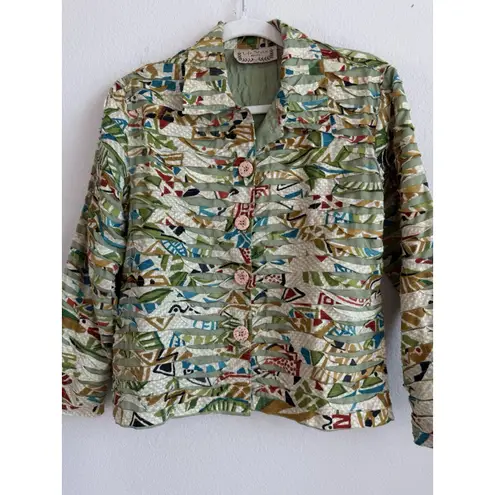 Life Style Women's Shirt Jacket Rag Striped Button Up Colorful Petite M Artsy Size undefined