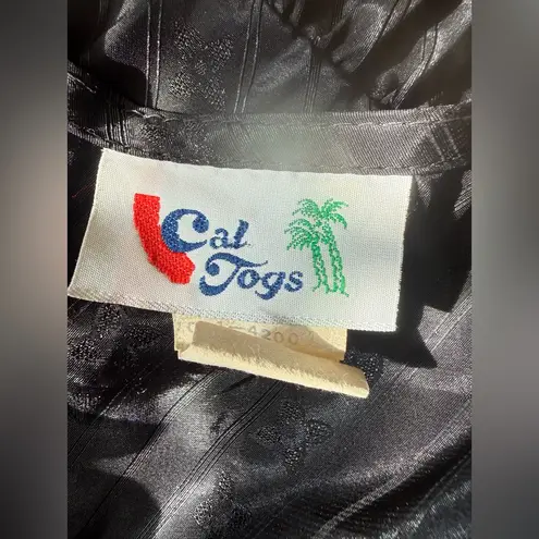 Vintage Cal Togs Black Button Down Ruffle Blouse, Size Medium