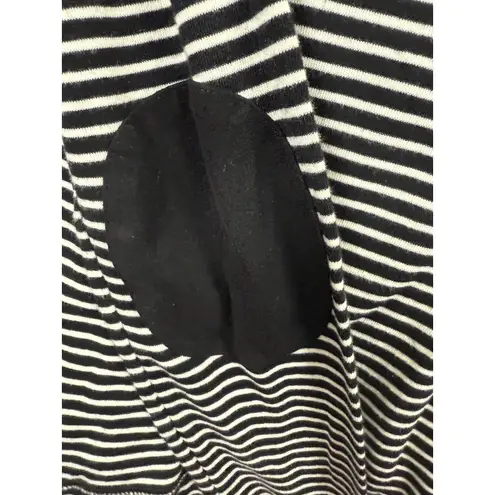 Lauren Ralph Lauren Sweater Womens Medium Black White Stripe Pullover Patch Zip