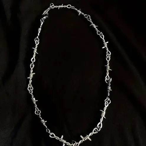 Retro Thorn Gothic barbed wire choker Punk Necklace, Thorn Clavicle Chain, Goth Silver