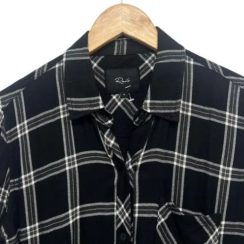 Rails Hunter Shirt Ash Cream Gray Plaid Long Sleeve Button Down Black Women’s S