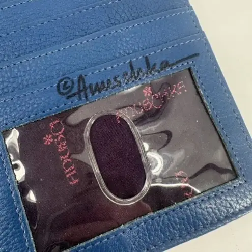 Anuschka Women's Hand Painted Genuine Leather RFID Organizer Wallet Multicolor Blue