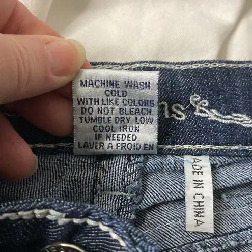 BB Jeans Embellished Dark Wash Denim Rhinestone Pocket Straight Leg Jeans Size 7 Silver