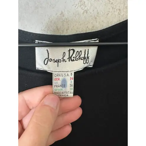 Joseph Ribkoff Dress Black White Color Block Long Sleeve Size 6 Mod Style Career