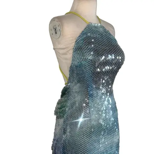 ILA Mer Sequin Maxi Dress in Blue 38 New Womens Long Formal Mosaic Gown Size undefined