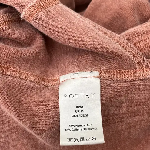 Poetry Sz 6 Washed Rust Cotton Hemp Long Sleeve Tunic Top Gorpcore Lagenlook