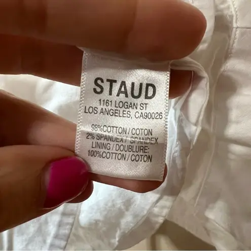 STAUD Laeila White Fit & Flare Short Puff Sleeves Mini Dress 10