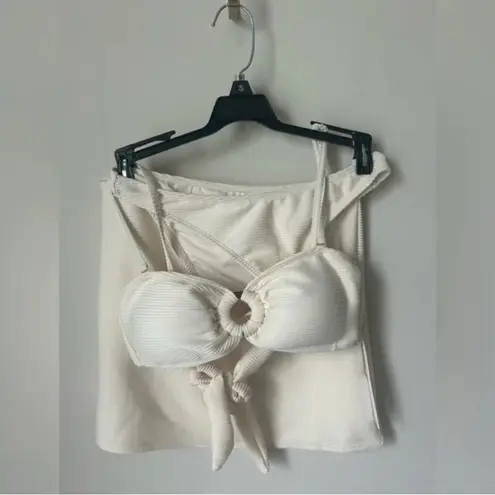 House of Harlow 1960 ribbed Cream 3 piece bikini Set Size L