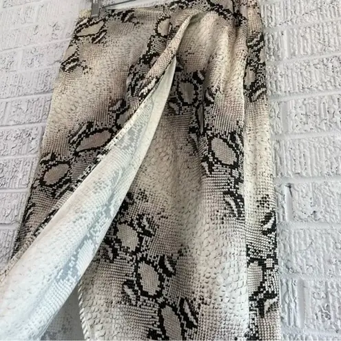 Dress Forum Women's Small Snake Skin Wrap Skirt Silver Midi Flowy Streetwear