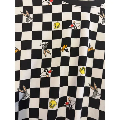 Looney Tunes Juniors SZ XL 15-17 Checkered Crop Shirt~Tweety Daffy