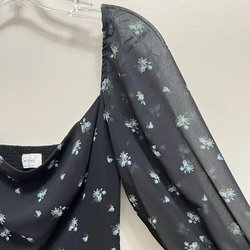 Wilfred Emmylou Mini Dress Puff Sleeve Forget Me Not Floral Black Size 4