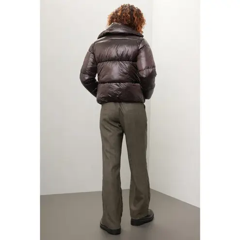 SAVE THE DUCK Ishya Puffer Black Brown Copper Moto Quilted Coat Jacket Size S