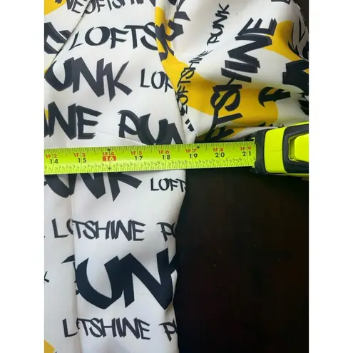 WHY Dress Rare Graffiti Print Jacket White Yellow Black Pockets 2 Buttons, Large