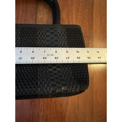 The Sak Elliott Lucca Knit Purse Black/Brown Crochet Zip Close Small Hand Bag