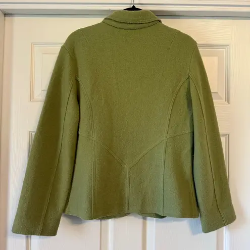 Women’s 100% Wool Tribal Blazer Jacket, Size 8, Green Boiled Felted Wool