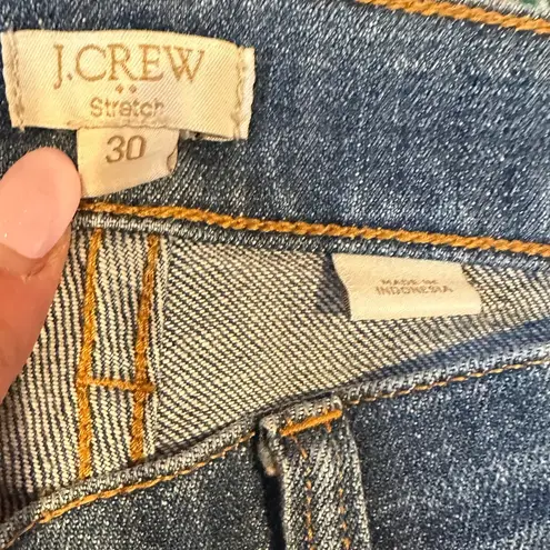 JCREW BLUE DENIM STRETCH SKINNY LEG MID RISE ACID WASH JEANS 30