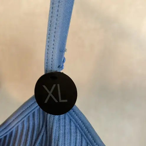 Cotton On Body NWT Seamless Tiny Crop Iced Sky Rib Blue Padded Sports Bar XL