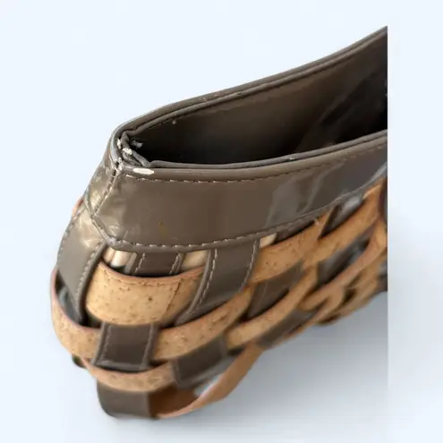 Sondra Roberts 2 Woven Cork Crescent Shoulder Bag Purse Basket Weave Tote Brown - Image 7