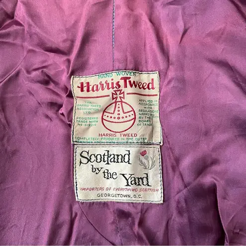 RARE Vintage 60’s HARRIS TWEED Scotland Wool Cape Jacket Mod Plaid Tartan Blue Purple Size undefined