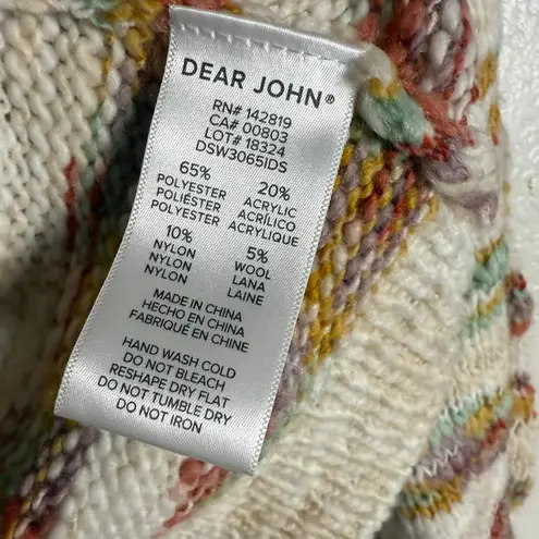 Dear John Jasmine Novelty Stripe Knit Cream Multi Crewneck Pullover Sweater XS