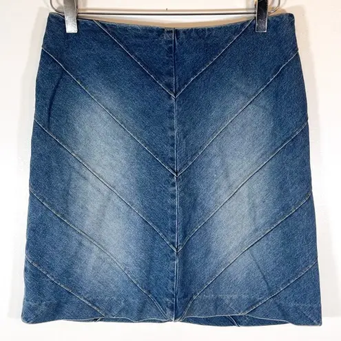 Ralph Lauren Vintage Ralph  Abstract Blue Denim Jean High Rise Skirt Y2K Size 4