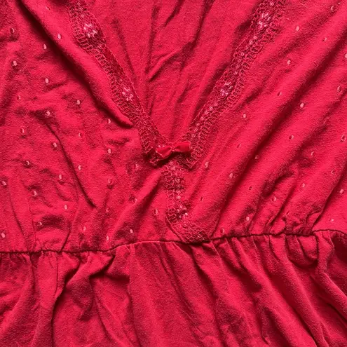 Oscar de la Renta Peplum Pajama Set Red XL