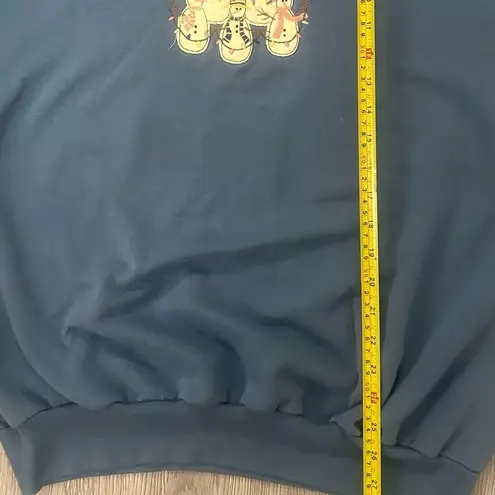 Vntg 90s Grandma Cottage Core 1X Sweatshirt Ugly Christmas Sweater Granny Cozy Blue