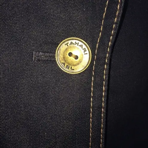 Tahari A.S.L. Separates Navy Denim Styled Blazer/Jacket w/Tan Top Stitching Sz 6