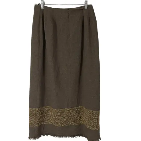 Preston & York Size 12 Large Vintage Wool Blend Academia Brown Maxi Skirt