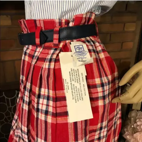 JJ FARGO RED & BLUE PLAID PLEATED VINTAGE SHORTS WITH BELT NWT (11/12/M) Size M
