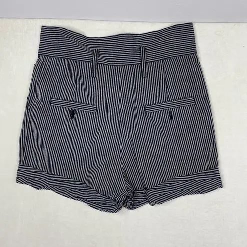 3.1 Phillip Lim Black Linen Blend Pinstripe High-Rise Paper Bag Shorts Size 8