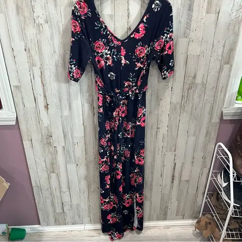 Latched Mama Navy Floral Maxi Dress Nursing Breastfeeding Womens Medium