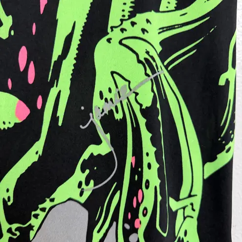 Jamie Sadock Golf Top Womens Medium Green 1/4 Zip Short Sleeve Tentacles Signed