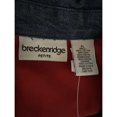 Breckenridge Denim Jacket Embroidered Flowers Patches Women’s Petite Large NEW