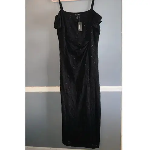 Candalite Black Sequin Off Shoulder Slit Leg Formal Maxi Dress Dress XL NWT