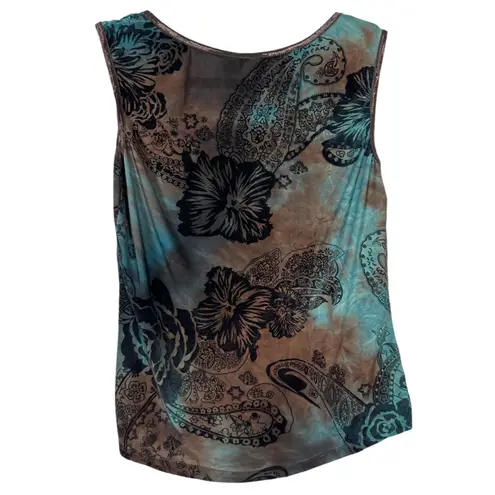 Sami & Jo Y2K 90s Velvet Floral Gothic Grunge Moody Sleeveless Blouse Size Medium