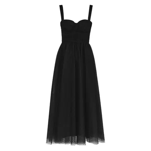 Zimmermann NWT Black Tulle Mesh Overlay Corset Maxi Dress Size 4