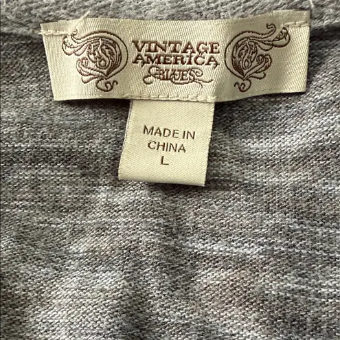 Vintage America Lightweight Hooded Knit Top Gray Marled Long Sleeve Size L Size L