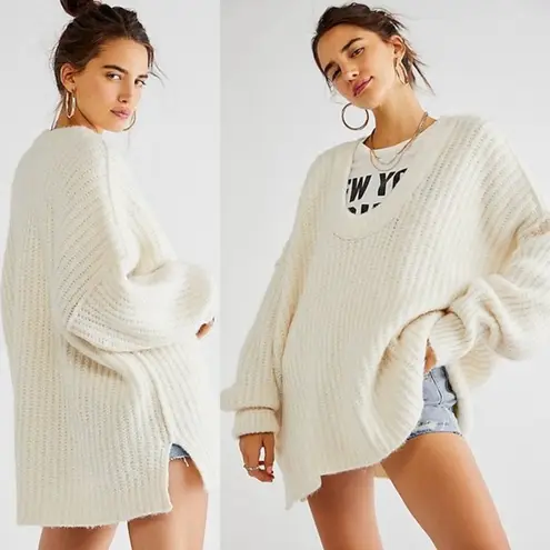 Free People NEW  Blue Bell Slouchy Tunic Sweater