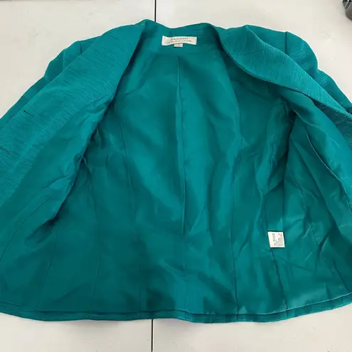 Tahari Arthur S. Levine Teal Green Button Front Blazer Womens 6 Classic Career
