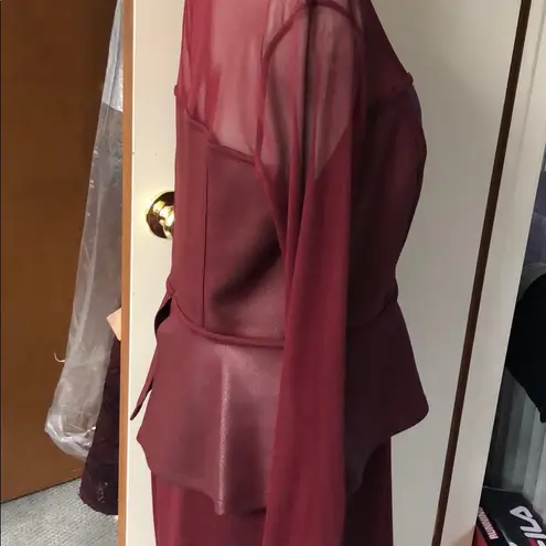 Thalia Sodi Faux leather illusion peplum dress