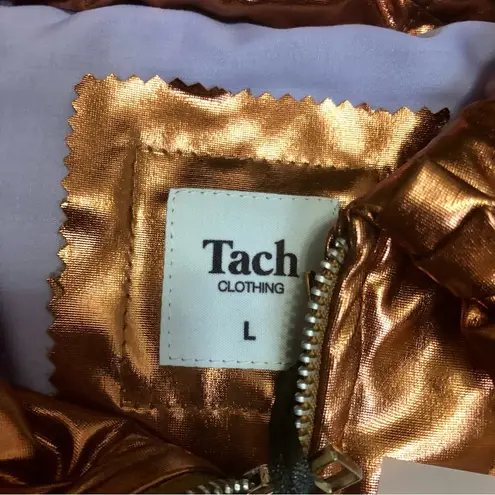 NWT Tach Geo Quilted Puffer Coat Metallic Bronze Copper Jacket Cottagecore sz L Gold Size L
