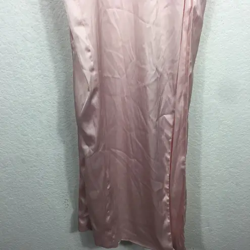 Meshki NWT  Matalie Diamante Trim Pink Satin Maxi Dress Medium