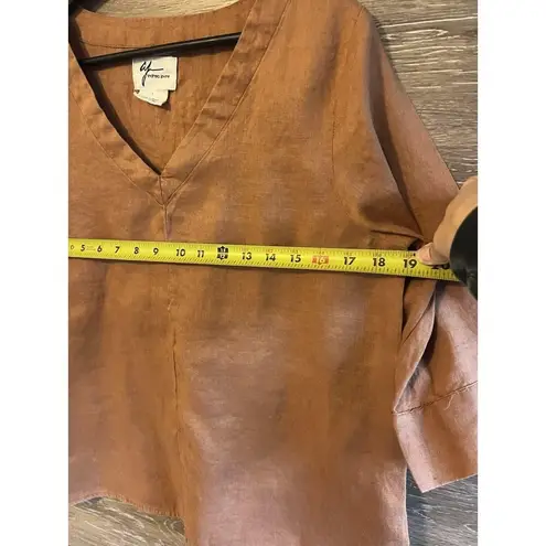 Andrea Jovine 100% linen top shirt smock clay brown Small Blouse Langenlook
