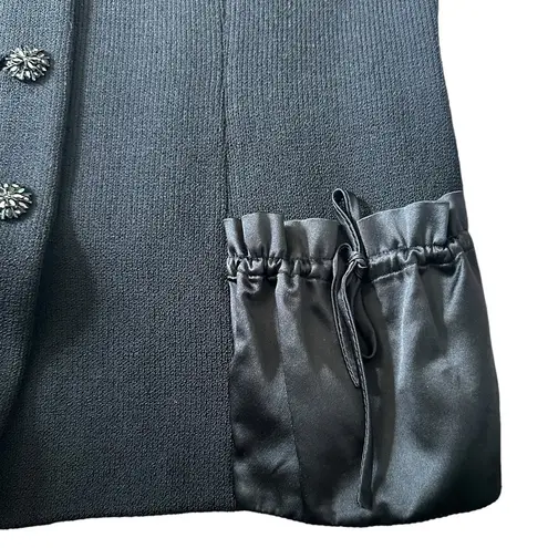 St. John Evening Blazer In Black Button Closure Satin Pockets size 8