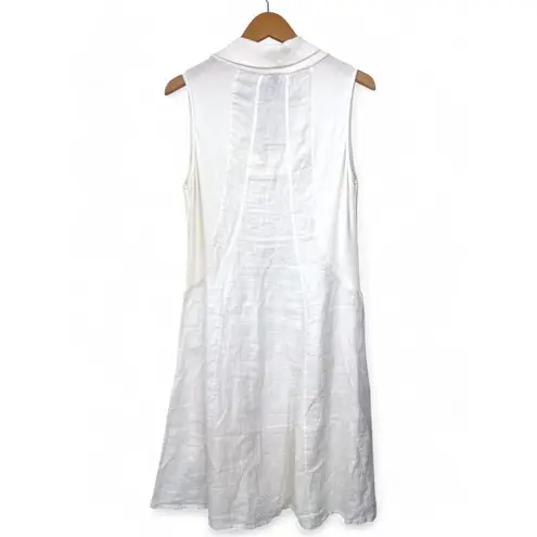 Inizio Italy L Sleeveless Tunic Dress Top Pure 100% Linen Cowl Neck Knee Length White Size L