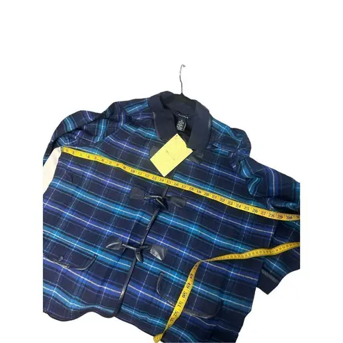 Denim & Co QVC . Ladies Blue Plaid Fleece Lined W/Faux Leather Trim Siz 3XL NWT